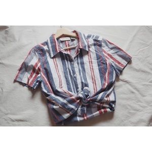 Retro Vibes Striped Short Sleeved Button-Up
